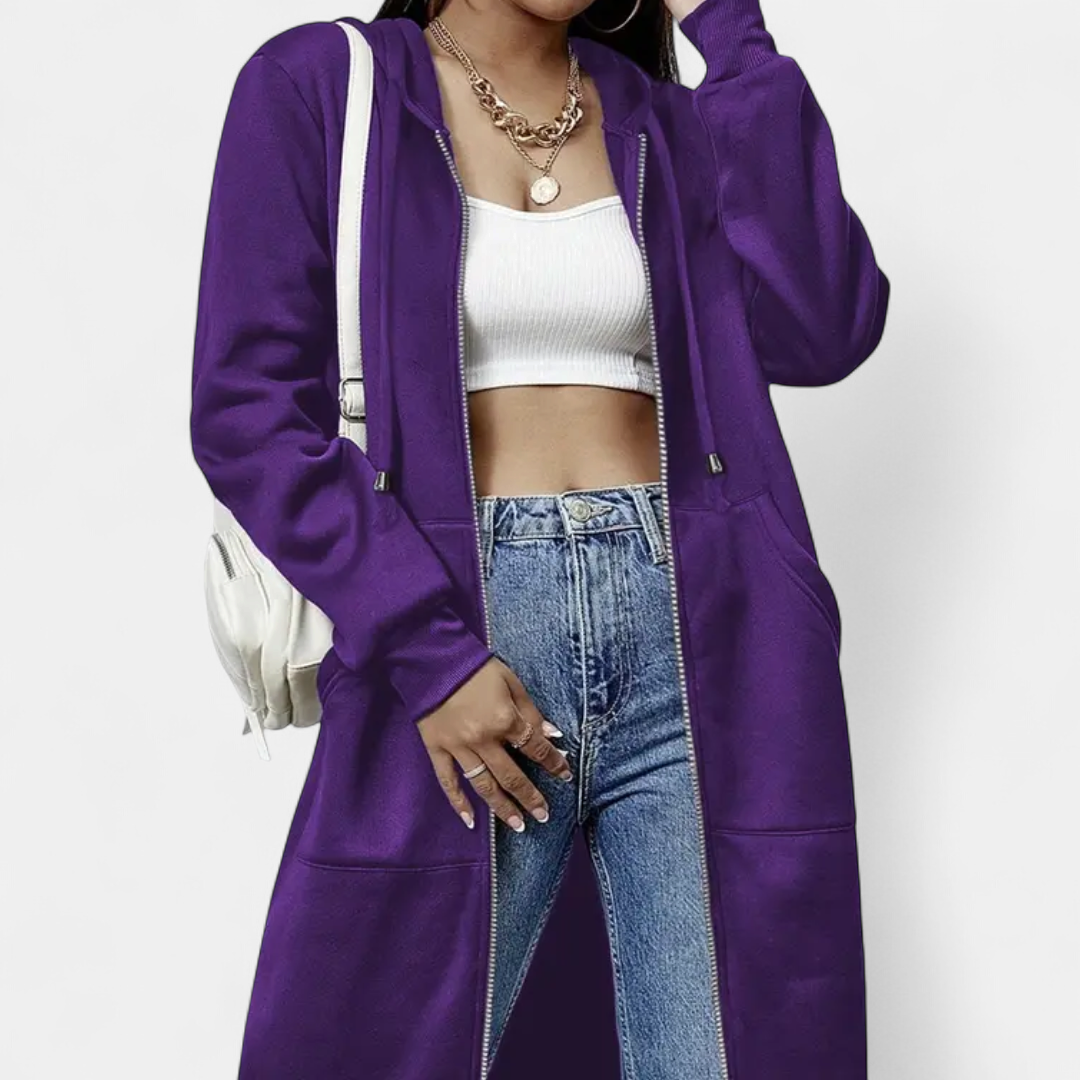 REESE | Cozy Letter-Print Zip-Up Hoodie Cardigan
