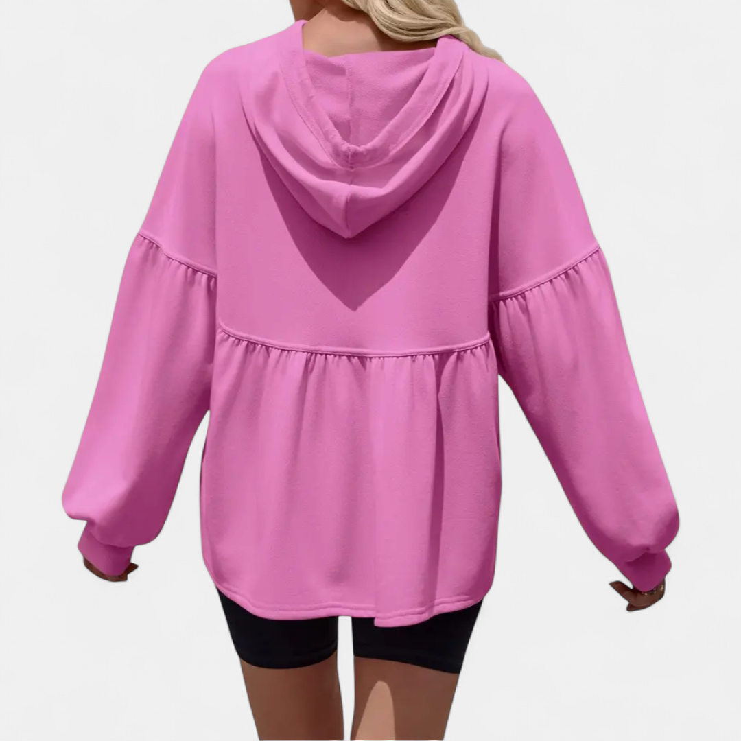 WREN | Cozy Ruffle Hood Oversized Hoodie
