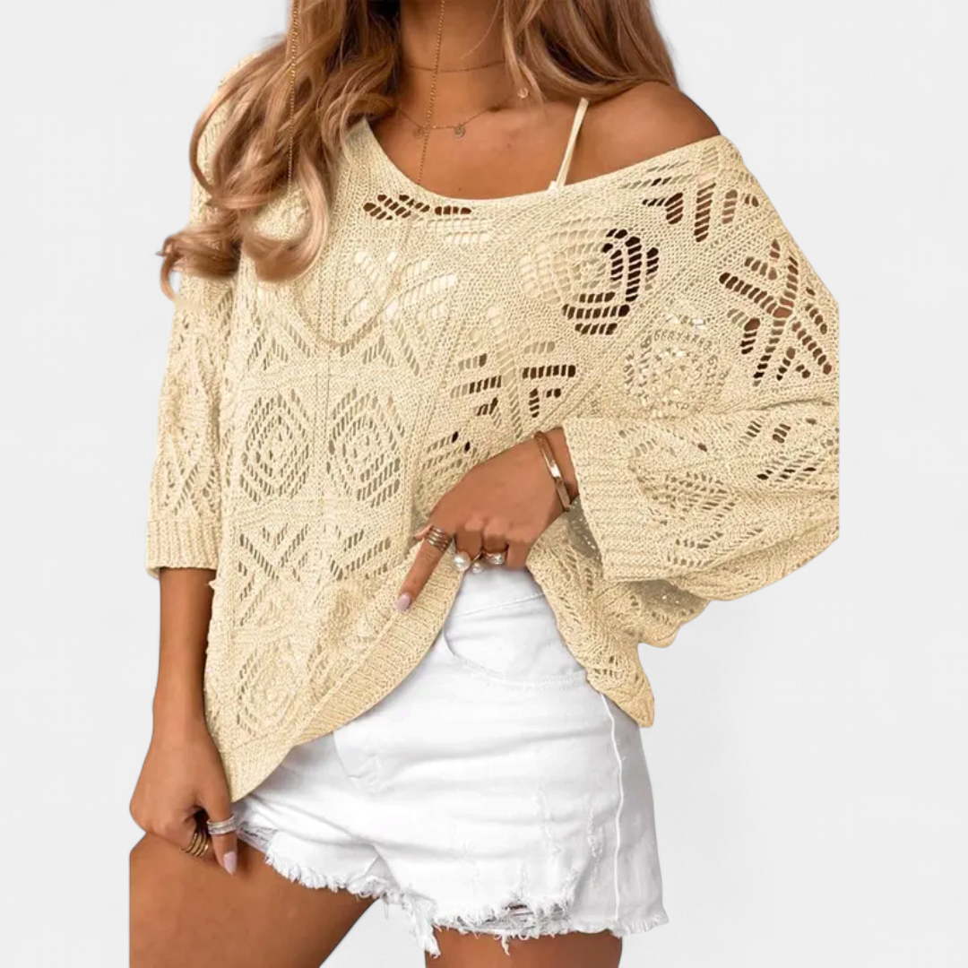 WAVERLY | Crochet Hollow-Out Batwing Sweater