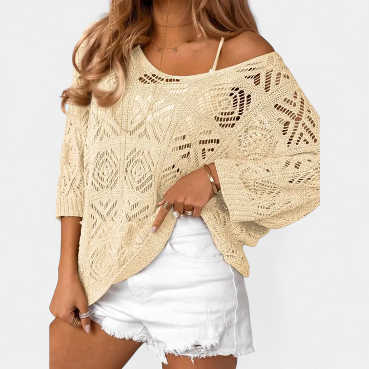 WAVERLY | Crochet Hollow-Out Batwing Sweater