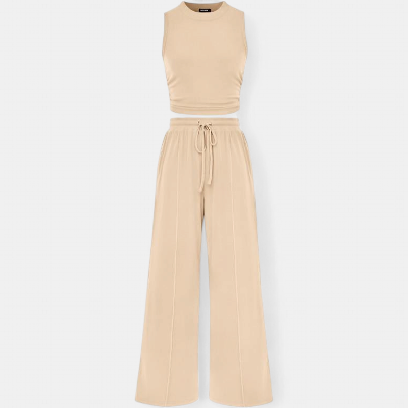 YUMI | Wide Leg Pants & Cropped Top Lounge Set