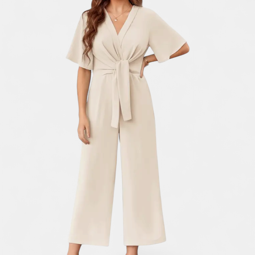 PETRA | Minimalist V-Neck Wide Leg Jumpsuit