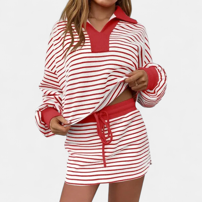 MARI | Casual Long Sleeve Sweatshirt Skirt Set