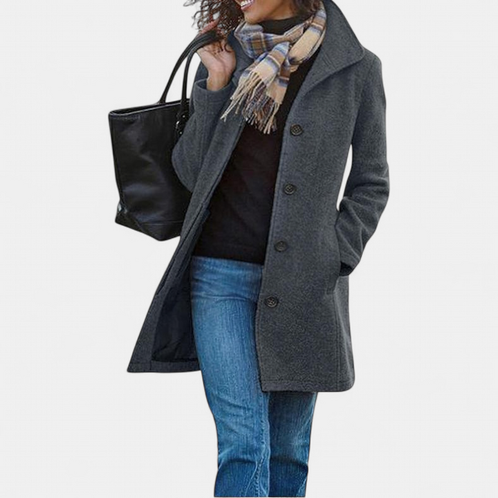 GABRIELA | Casual Wool Blend Pea Coat with Single-Breasted Design