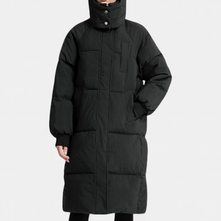 WINTARA | Cozy Oversized Hooded Long Puffer Coat