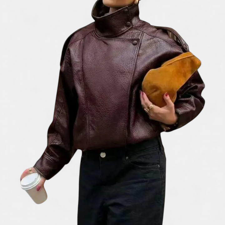 VANYA | Vintage Lychee-Texture Leather Jacket