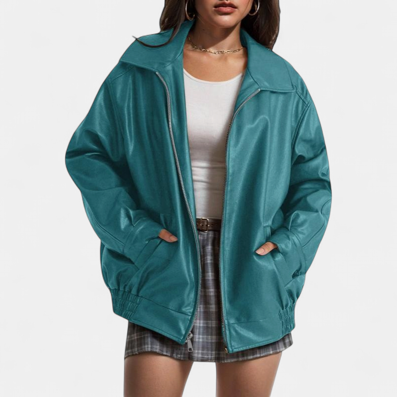 KENDRA | Women's Oversized Faux Suede Leather Motorcycle Jacket