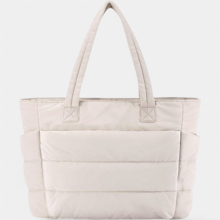 LILY | Cute Puffer Tote Bag with Laptop Compartment & Flower Print
