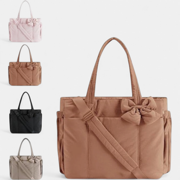 EMMA | Crush Bow Compact Tote Bag with Multiple Compartments