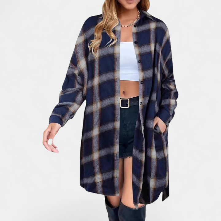 PALOMA | Classy Button Down Plaid Long-Sleeve Jacket