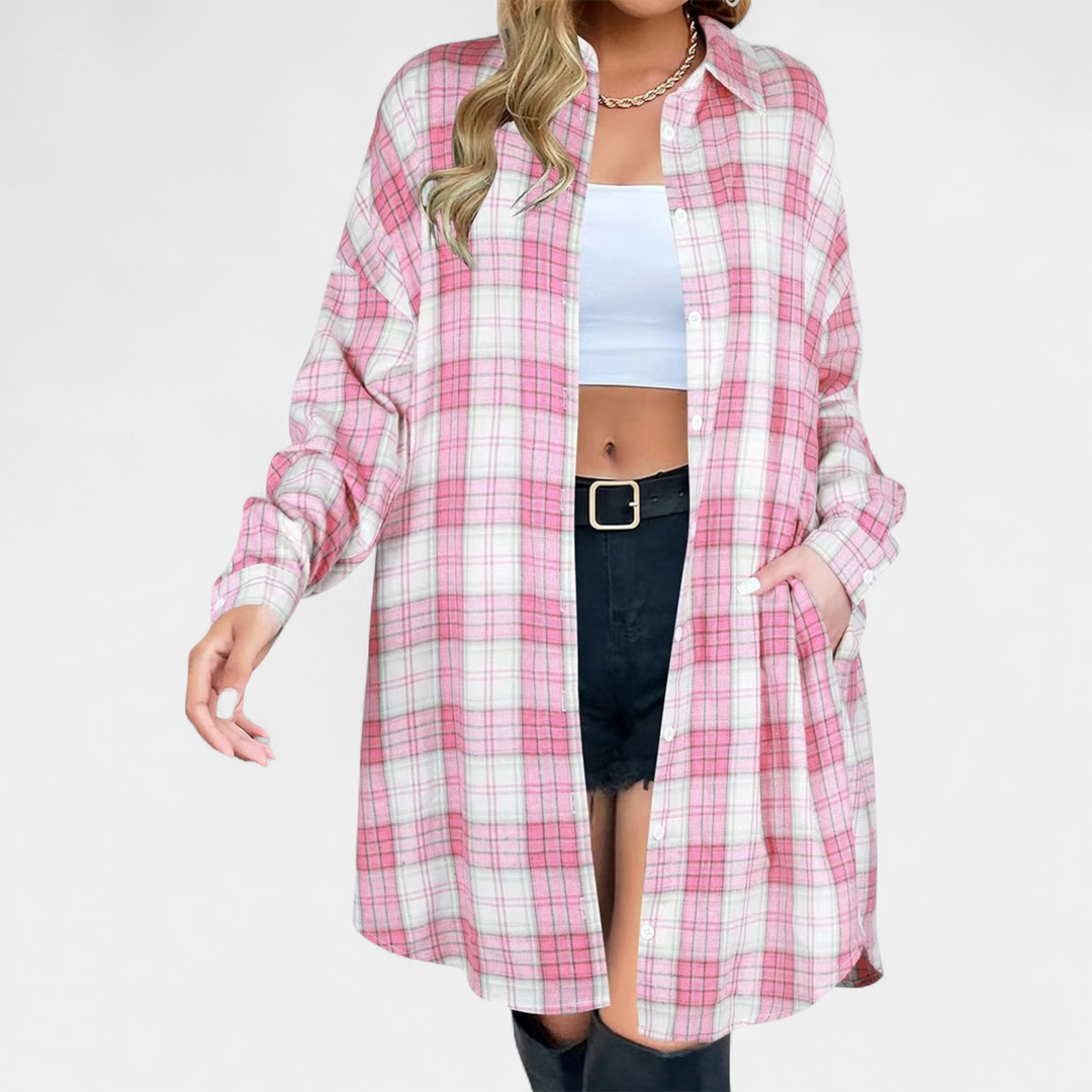 PALOMA | Classy Button Down Plaid Long-Sleeve Jacket