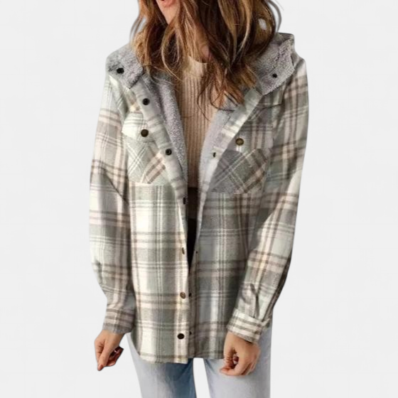 AMELIA | Women’s Plaid Hooded Flannel Jacket for Autumn & Winter
