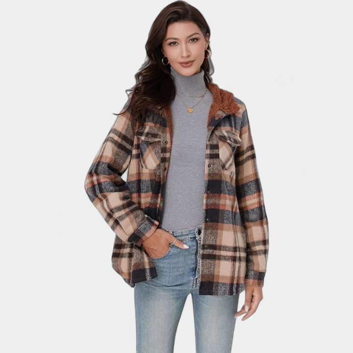 AMELIA | Women’s Plaid Hooded Flannel Jacket for Autumn & Winter