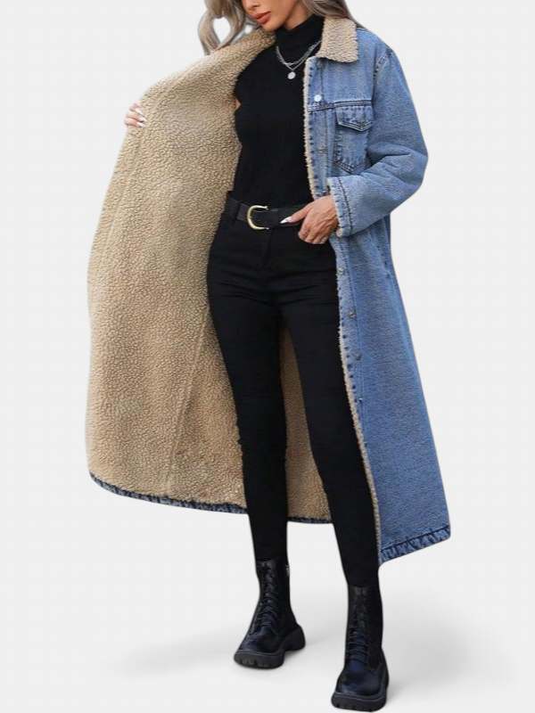 SAMANTHA | Long Fleece Lined Jacket Winter Single Breasted Coat