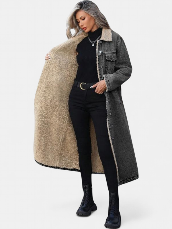 SAMANTHA | Long Fleece Lined Jacket Winter Single Breasted Coat